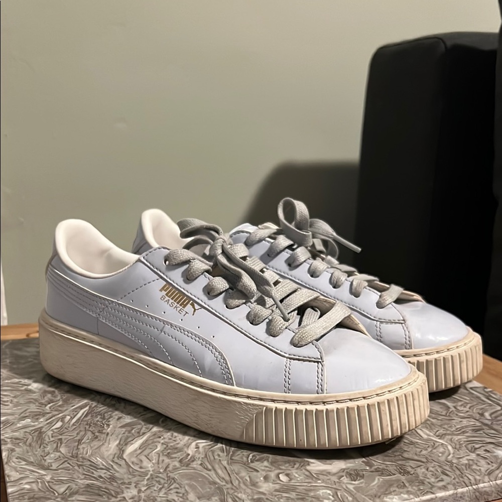 Puma grey/blue/purple Platform Sneakers with Classic Design